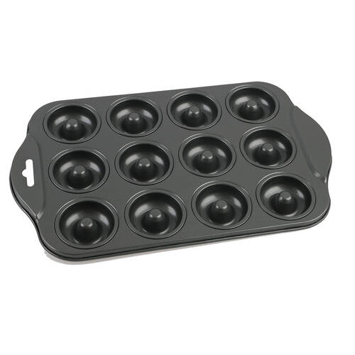 Daily Bake Non-Stick 12-Cup Mini Doughnut Pan Bakeware - Black