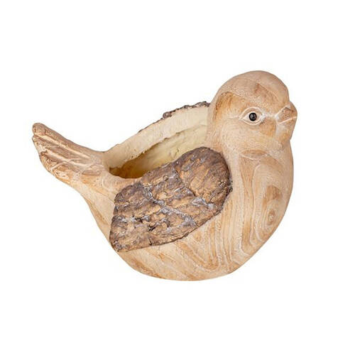  Poly Resin Tree Bird Outdoor Decoration Planter Pot 25x32cm Natural