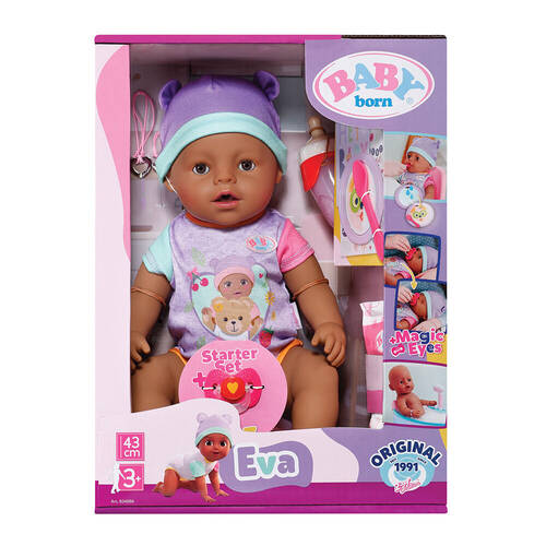 Baby Born Original Eva Girl 43cm Baby Doll Dark Skin 0y+