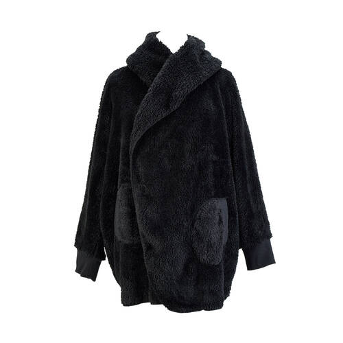 Annabel Trends Cosy Luxe Polyester Womens Cardigan Bath Robe 78x81cm Black