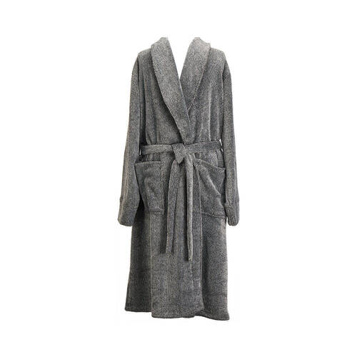 Annabel Trends Men's Bath Robe Loungewear Polyester One Size Black Marle