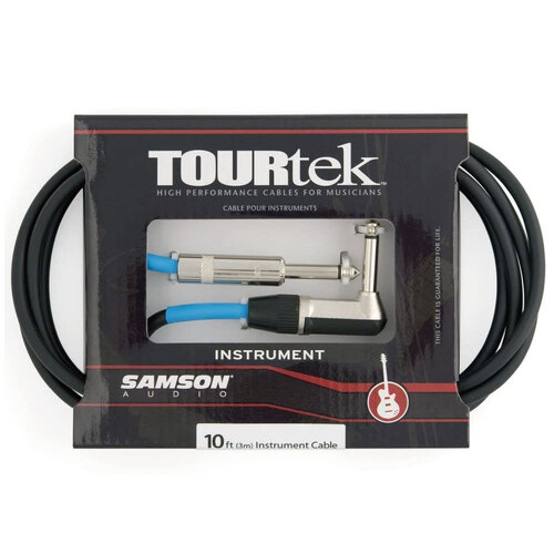 TourTek 3.05m Male Instrument Cable w/ L-Jack Connector Black