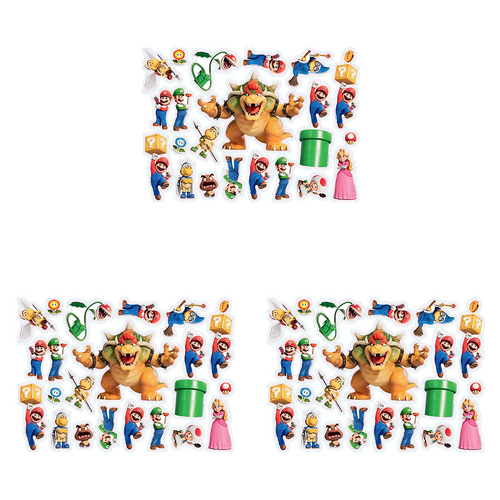 3x 40pc Super Mario Kids/Children Foam Stickers Set 3y+
