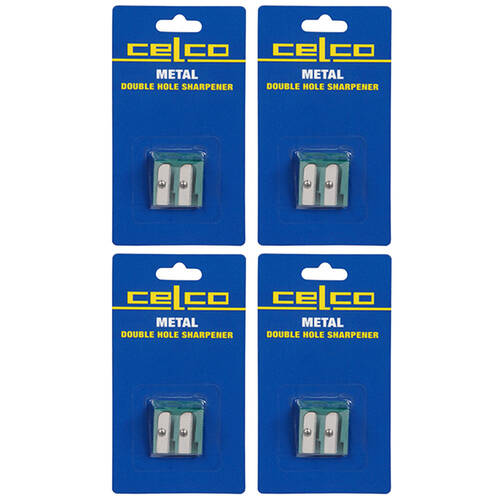 4x Celco Metal Double Hole Sharpener - Green