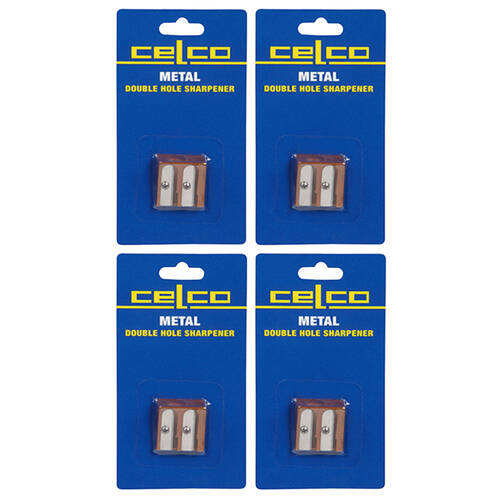 4x Celco Metal Double Hole Sharpener - Orange