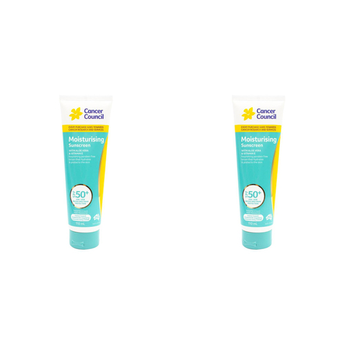 2PK Cancer Council 110ml Moisturising Sunscreen SPF50+ Body Lotion