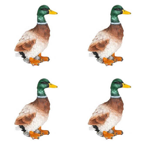 4PK Resin Duck Outdoor Home Decoration Orange/Green Assorted