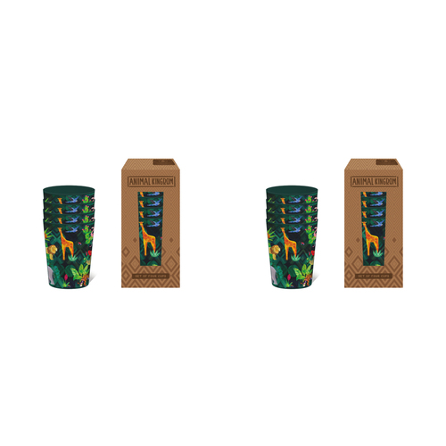 2x 4pc Animal Kingdom Kids/Children Water Drink Cup 13cm - Green