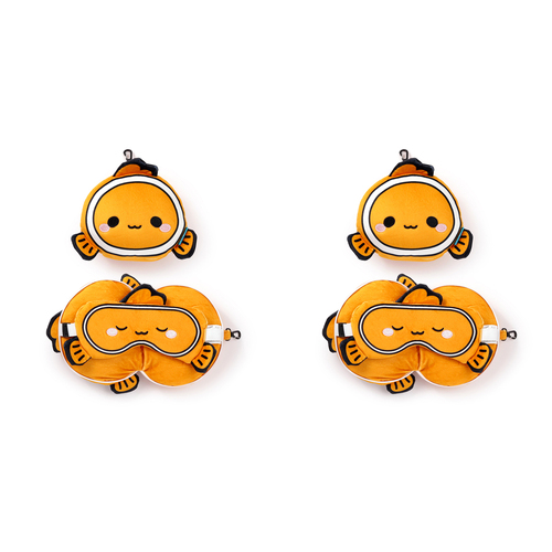 2x 2pc Relaxeazzz Clownfish Pillow Plush & Sleeping Eye Mask - Orange