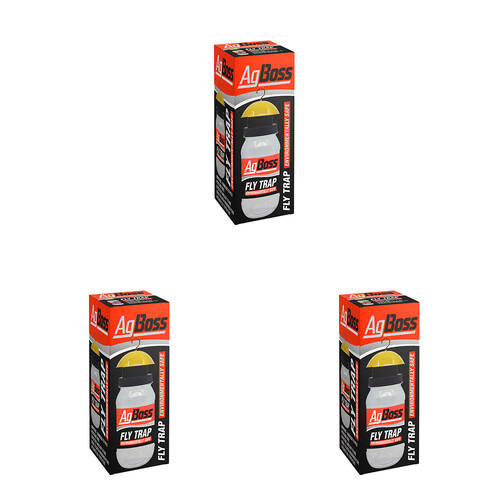 3PK AgBoss Hanging Fly Insect and Pest Trap With Non-Toxic Bait 1.3L