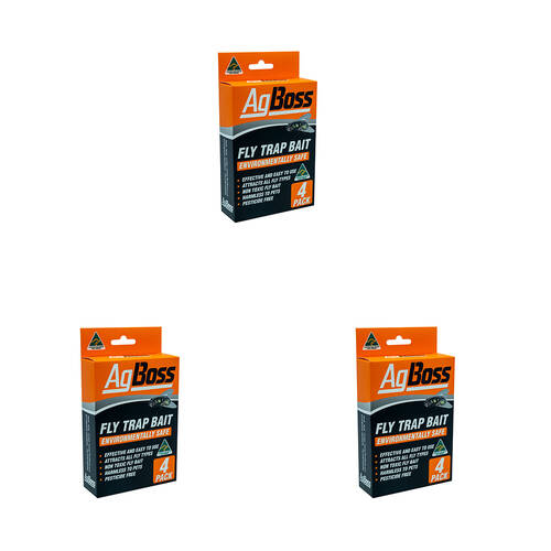 3x 4pc AgBoss Fly Insect and Pest Trap Replacement/Refill Bait Non-toxic