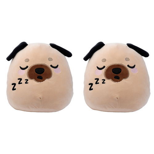 2PK Squidglys 24cm Pug Animal Plush Kids/Children Pillow 3y+