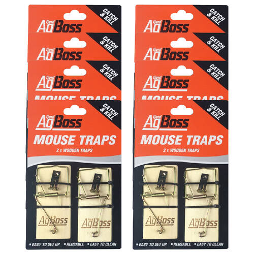 8x 2pc AgBoss Wooden Spring Rat Rodent Mouse-trap Reusable 10x4.5x2cm