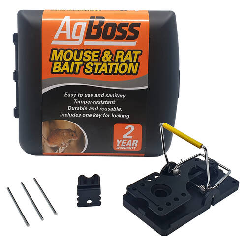 AgBoss Tamper Resistant Automatic Lock Rat Mouse Bait Station Heavy Duty 