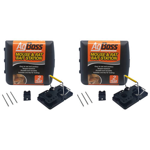 2PK AgBoss Tamper Resistant Automatic Lock Rat Mouse Bait Station Heavy Duty 