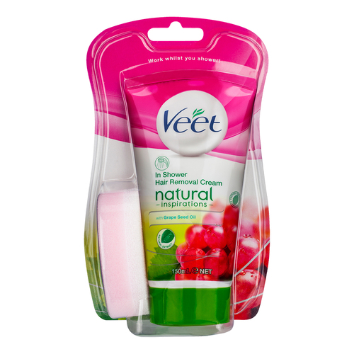 Veet 150ml In Shower Hair Removal Cream Natural Inspirations With Grape Seed Oil