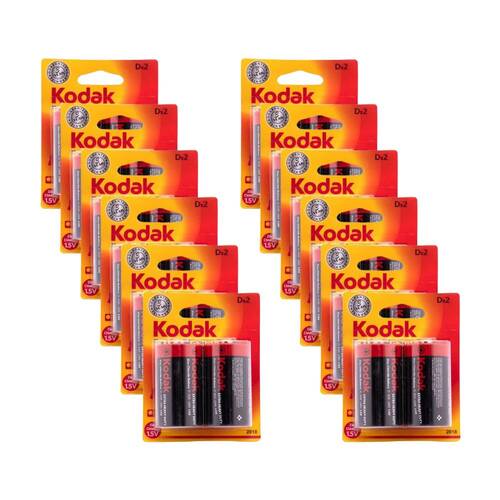 12x 2pc Kodak Extra Heavy Duty D Battery 1.5V Zinc Chloride