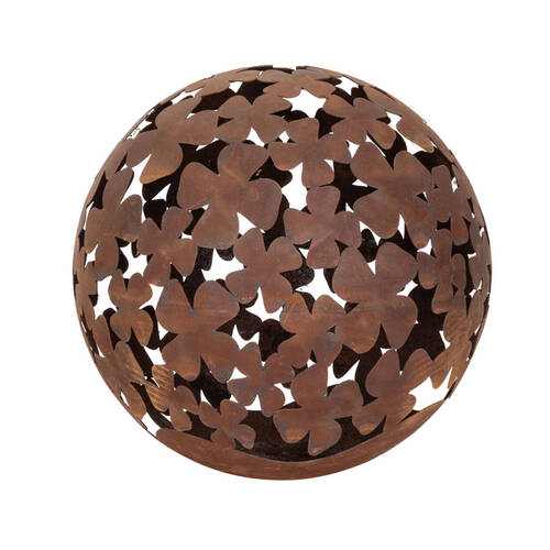A.FRESCO Ball Corten Steel Flower Outdoor Decoration 50x50cm Rust