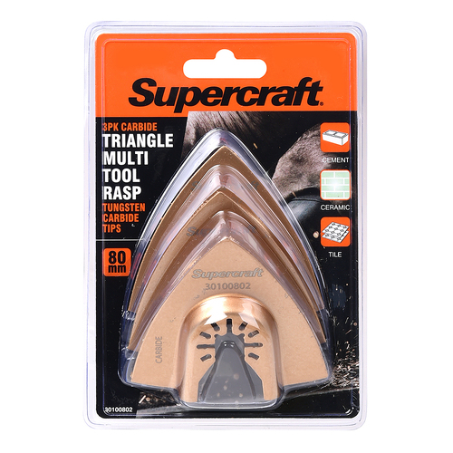 3pc Supercraft Ocillating Saw Multi Tool Rasp Carbide Triangle Metal Blade