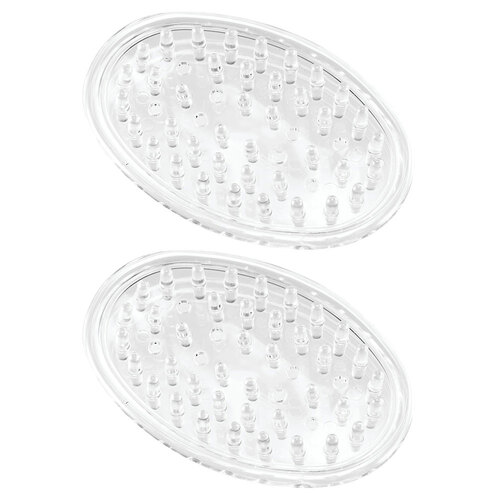 2PK iDesign 11cm Oval Soap Bar Saver Holder Storage - Clear