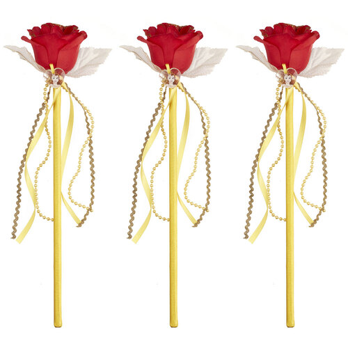 3PK Rubies Belle Rose Wand Child 5142 Accessory - Red/Yellow