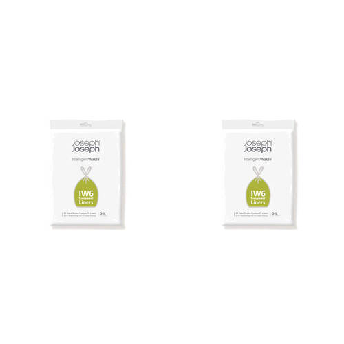 2x 20pc Joseph & Joseph IW6 30L/31.5cm Custom-Fit Bin Liners - Clear