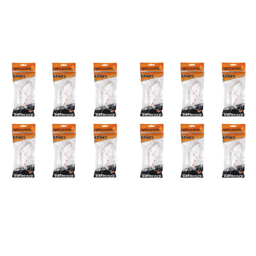 12PK Safecorp Clear PPE Safety Specs Glasses Anti Fog Anti Scratch UV Resistant