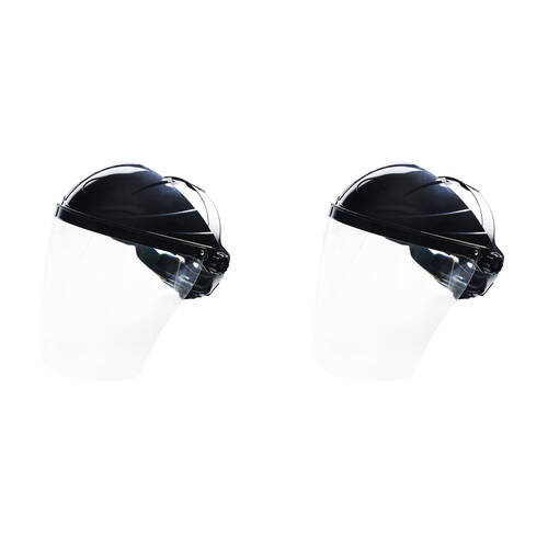 2PK Safecorp Heavy Duty Face Shield with Brow Guard & 2mm Thick Clear Visor