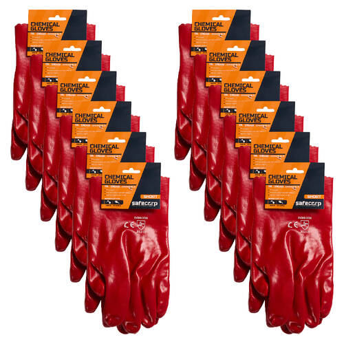 12PK Safecorp Heavy-Duty Safety Chemical Resistant Gloves 27cm