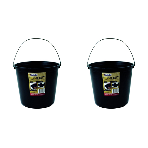 2PK Homeleisure Reko Plastic Flexi Bucket Round 10L Black 
