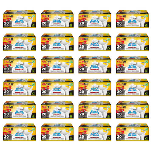 24x 20pc XtraTuff Extra Strong Trash Bags Bin/Waste Garbage Plastic 30.2L Medium