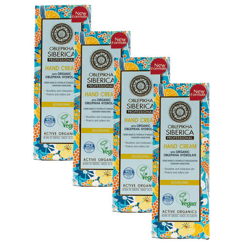 4PK Oblepikha Siberica 75ml Hand Cream w/Organic Oblepikha Hydrolate Nourishing