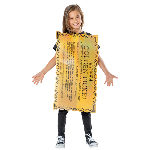 Willy Wonka Size 5-8y Golden Ticket Tabard Kids Costume
