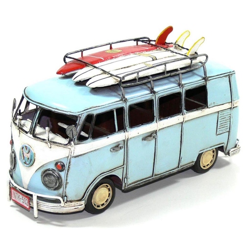Boyle 32cm Volkswagen Kombi Van Metal Ornament Home Decor Blue