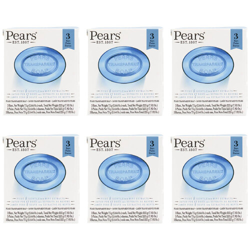 18pc Pears Pure & Gentle 75g Transparent Bar Soap w/ Mint Extracts