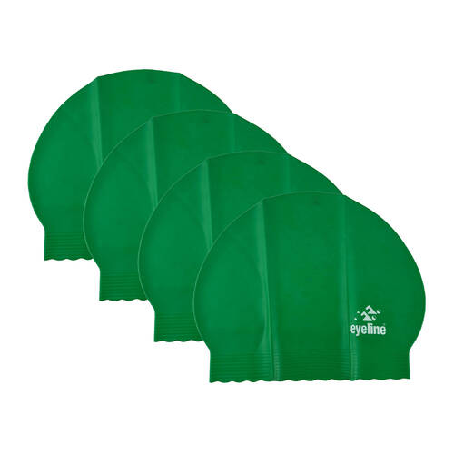 4PK Swim Fit Pure Latex Comfort Fitted Swimming Cap One Size Fits All Dark Green