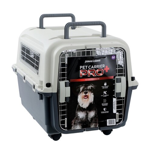 Paws & Claws 67.5cm W/Wheels Tavel Pet Carrier Pro+ Med - White