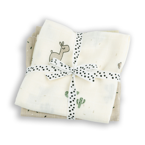 2pc Done By Deer 20cm Cotton Swaddle Lalee Baby/Newborn Blanket - Sand