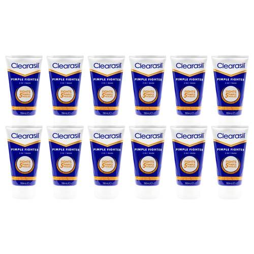 12PK Clearasil 150ml Pimple Fighter 5-in-1 Exfoliating Scrub