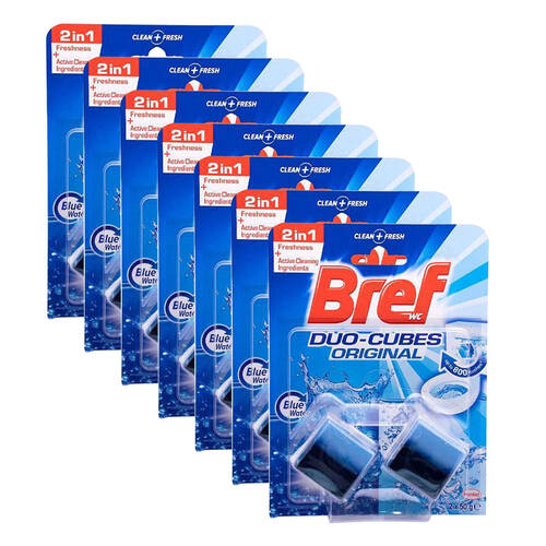 7x 2pc Bref Duo Cubes Hanging Toilet Bowl Water Cleaner 100g Original 