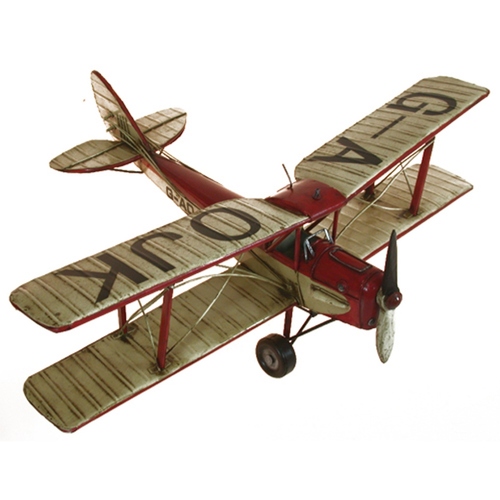 Boyle 50cm Ornament Tiger Moth Plane Metal Decor Red/White