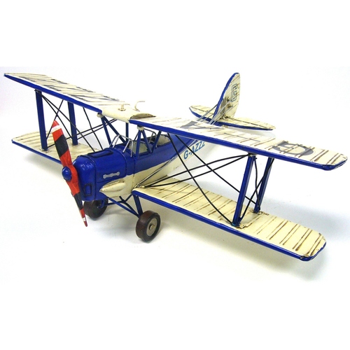 Boyle 50cm Ornament Tiger Moth Plane Metal Decor Blue/White