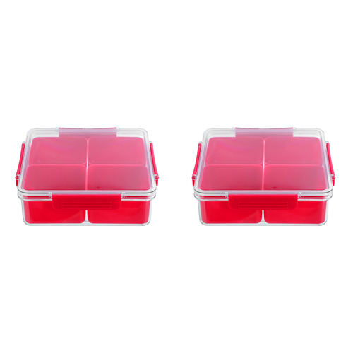 2PK Boxsweden Crystal 2L/23.5cm Keep Fresh 4-Section Storer - Assorted