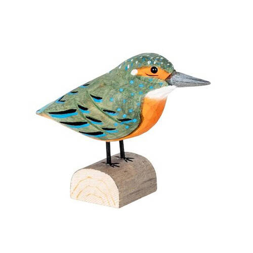  Timber Kingfisher Indoor Home Decoration 23x9cm Green
