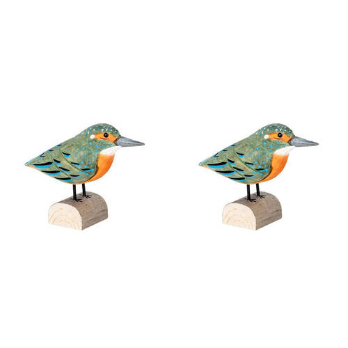 2PK Timber Kingfisher Indoor Home Decoration 23x9cm Green