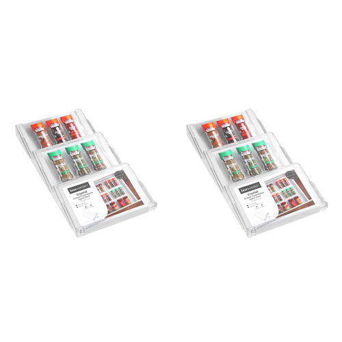 2PK Boxsweden Crystal 41.5cm Extendable Drawer Spice Rack - Clear