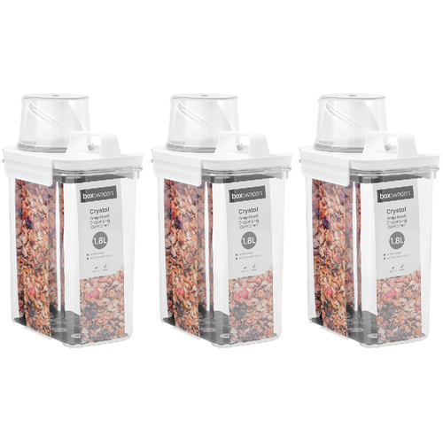3PK Boxsweden Crystal 1.8L Keep Fresh Dispensing Container w/ Measuring Cup