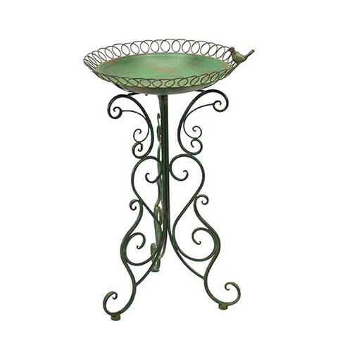 A.FRESCO Powder Coated Steel Florentine Outdoor Bird Bath 50x46cm Green