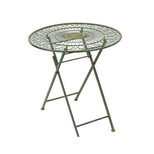 A.FRESCO Steel Florentine Metal Table Outdoor Furniture 70cm Antique Green