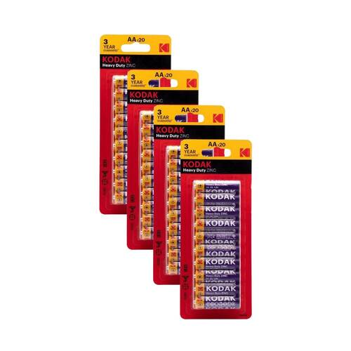 4x 20pc Kodak AA Powered Battery Zinc Chloride For Most Devices